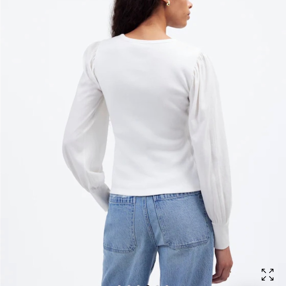 Madewell Ribbed Puff-Sleeve Top side M - Picture 3 of 7